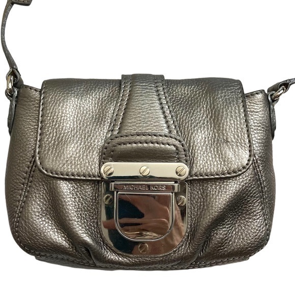 Michael kors silver leather crossbody bag - Picture 1 of 12